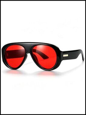 Retro Oversized Aviator Sunglasses for Women Men 70s Big Shield Thick Frame